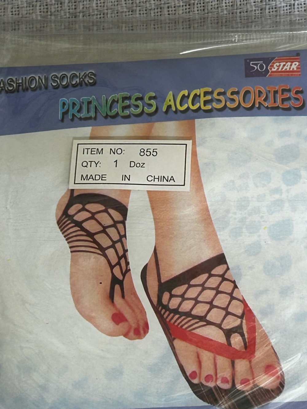 Princess Accessories Women’s Black & whiteFishnet Sandal Socks